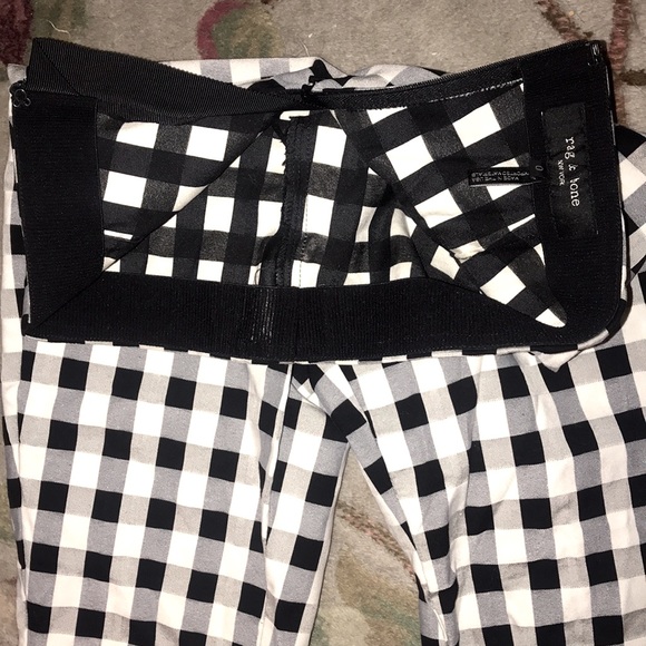 rag & bone NY Skinny Leg Glen Plaid Print Pants in Black and White size 0 - Picture 16 of 16